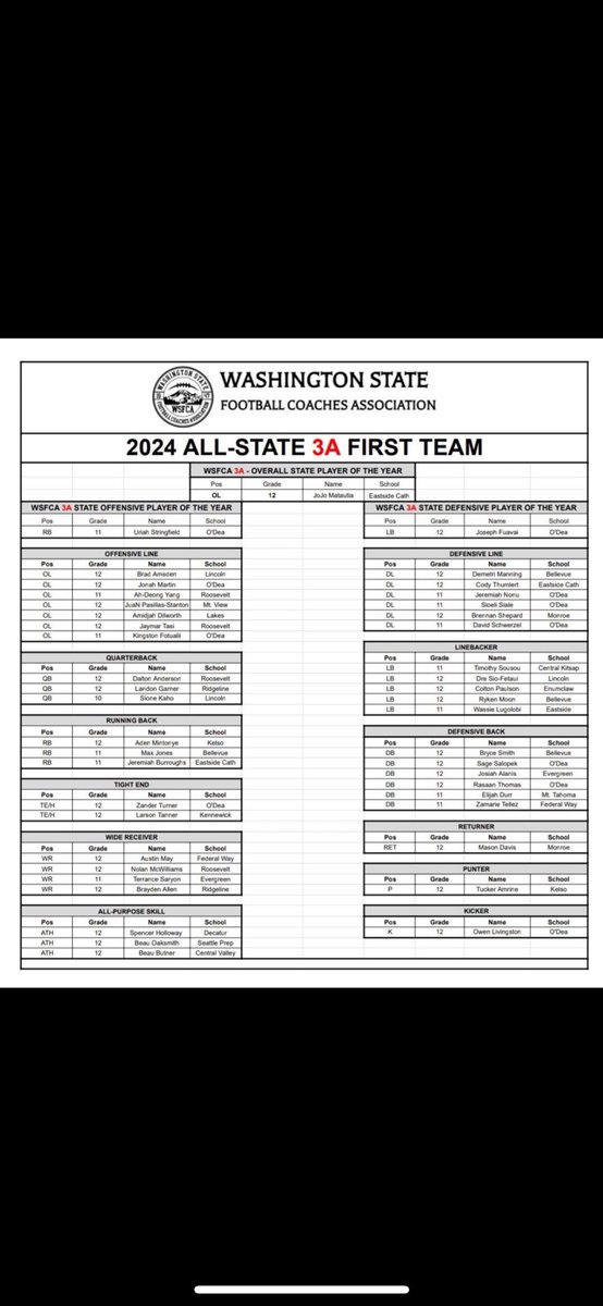 1st Team All State Running Back.