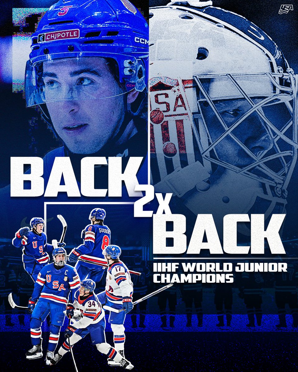 usahockey's tweet image. Etched in history. For the first time, Team USA has won back-to-back golds at #WorldJuniors! 🥇🇺🇸