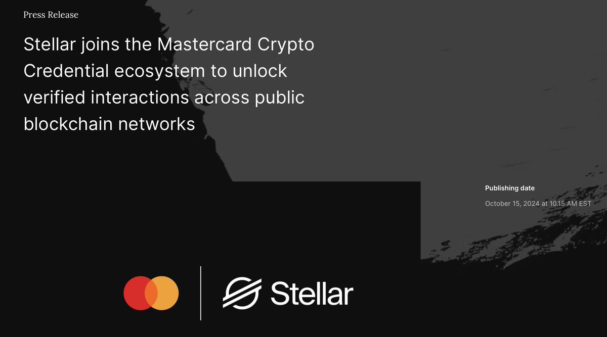 Stellar landed a major deal with Mastercard Crypto Credential 

Mastercard has deep ties with the transhuman funders, including Digital ID/ Crypto and vaccine identification/ passport groups like:

GAVI, Bill &amp; Melinda Gates Foundation, Wellness Pass, World Beyond Cash,