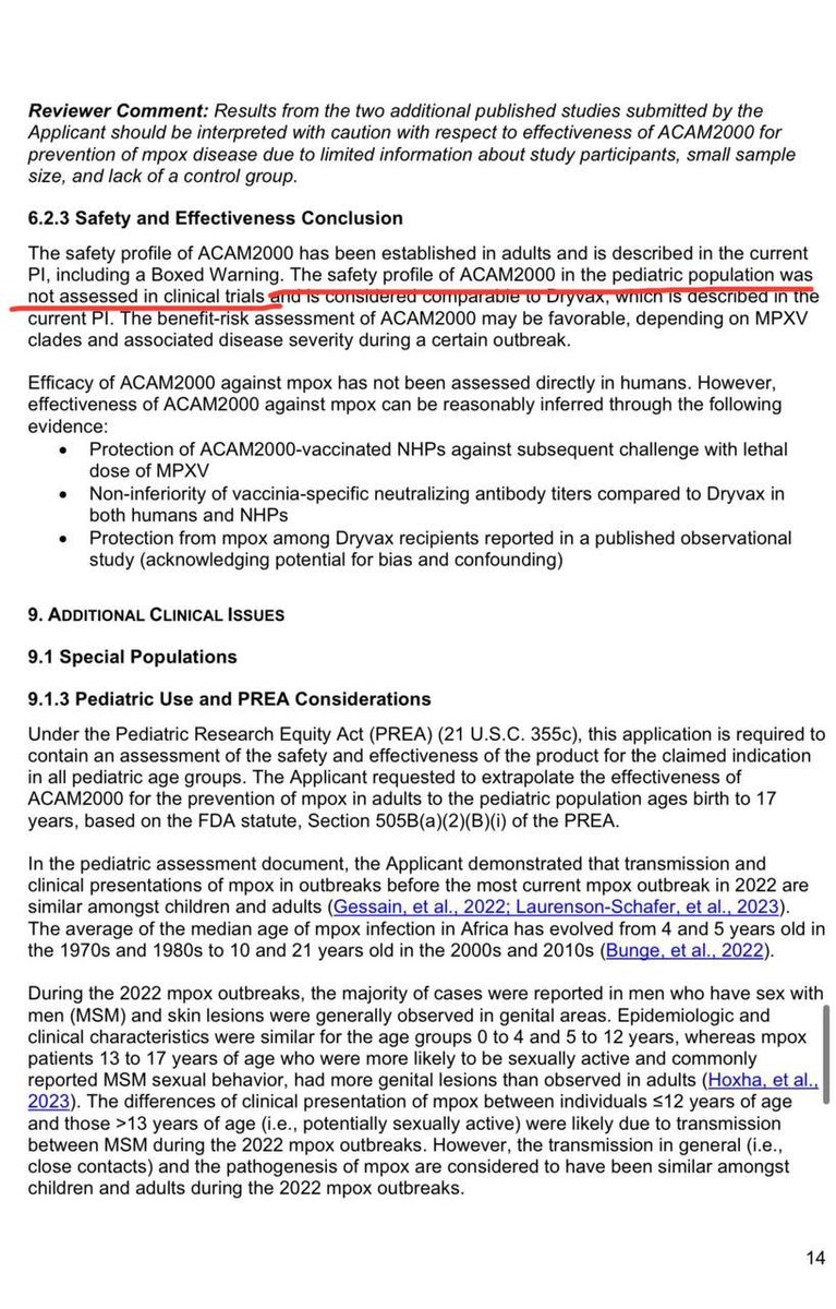 Really important information to be aware of.

On August 30th, 2024 the FDA approved the new ACAM2000 smallpox vaccine. 

Some screen shots above directly from the FDA’s website:
fda.gov/media/181552/d…
