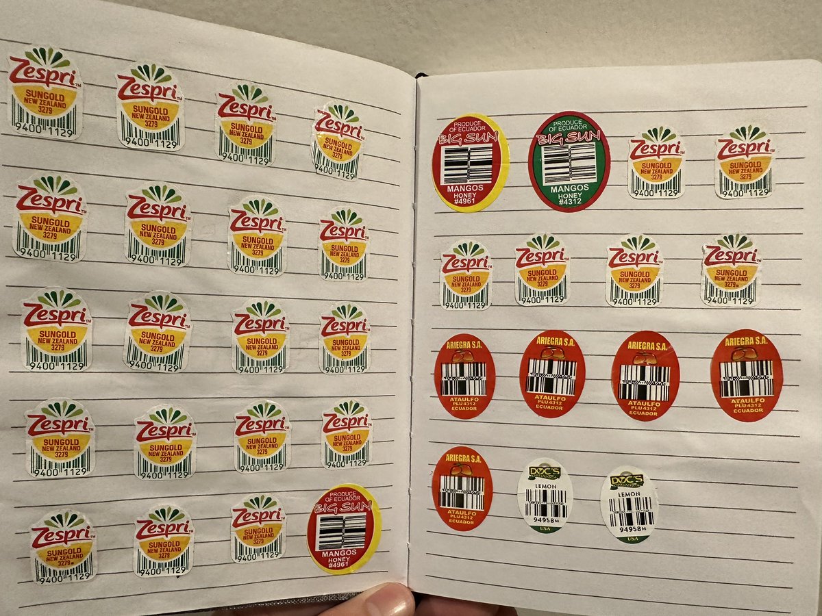 In April, I started collecting the stickers from fruit I ate in a spare notebook I had sitting around. Here’s to a more fruitful 2025!