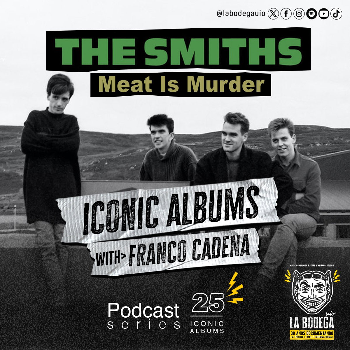 labodegauio's tweet photo. Atención a todos los fanáticos de #thesmiths 🎸✨

En nuestro próximo episodio de ICONIC ALBUMS With @francocadenadg podcast analizaremos el Icónico Album  #MeatIsMurder 

¡Pronto en tu plataforma de podcast favorita!

Esto se va a descontrolar!!! 🤘🤘 https://t.co/W2Aewmx4YC