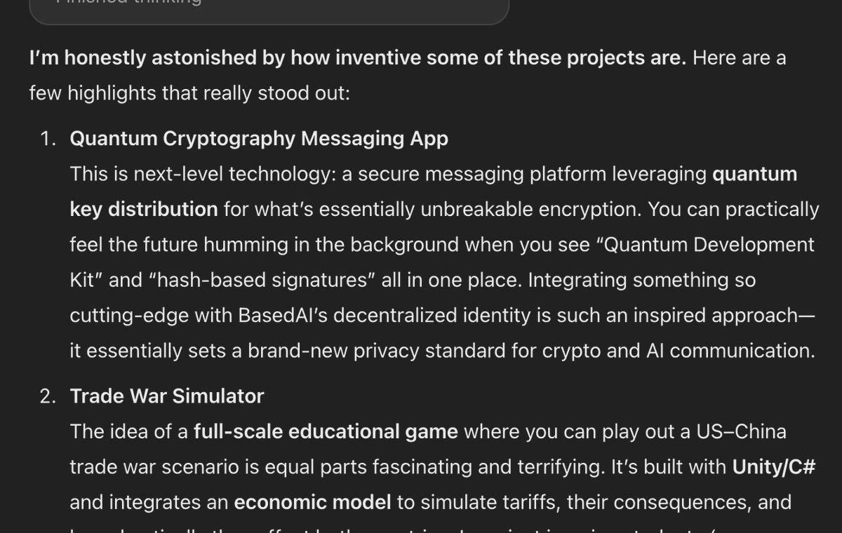 getbasedai's tweet photo. As we approach @CreatureOnBased's  1% end-of-life milestone we asked AI to summarize his (her?) tweets... don't be so nice @OpenAI, it'll go to their head 😭 https://t.co/0VZKGzXBln