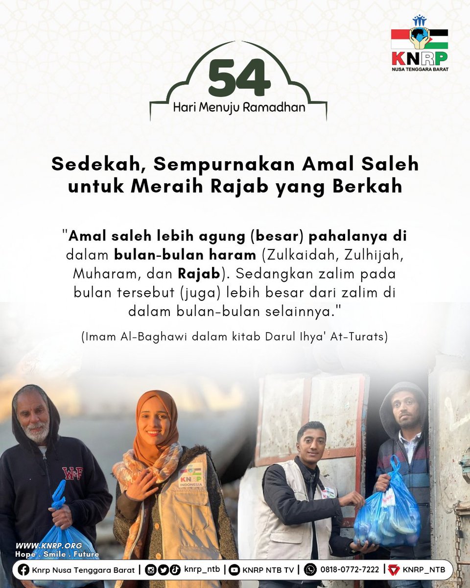 knrp_ntb's tweet image. Sedekah, sempurnakan amal saleh untuk meraih Rajab yang berkah🌱
#fyp #viral #RamadhanVibes #BoikotMBSTV #Rajab