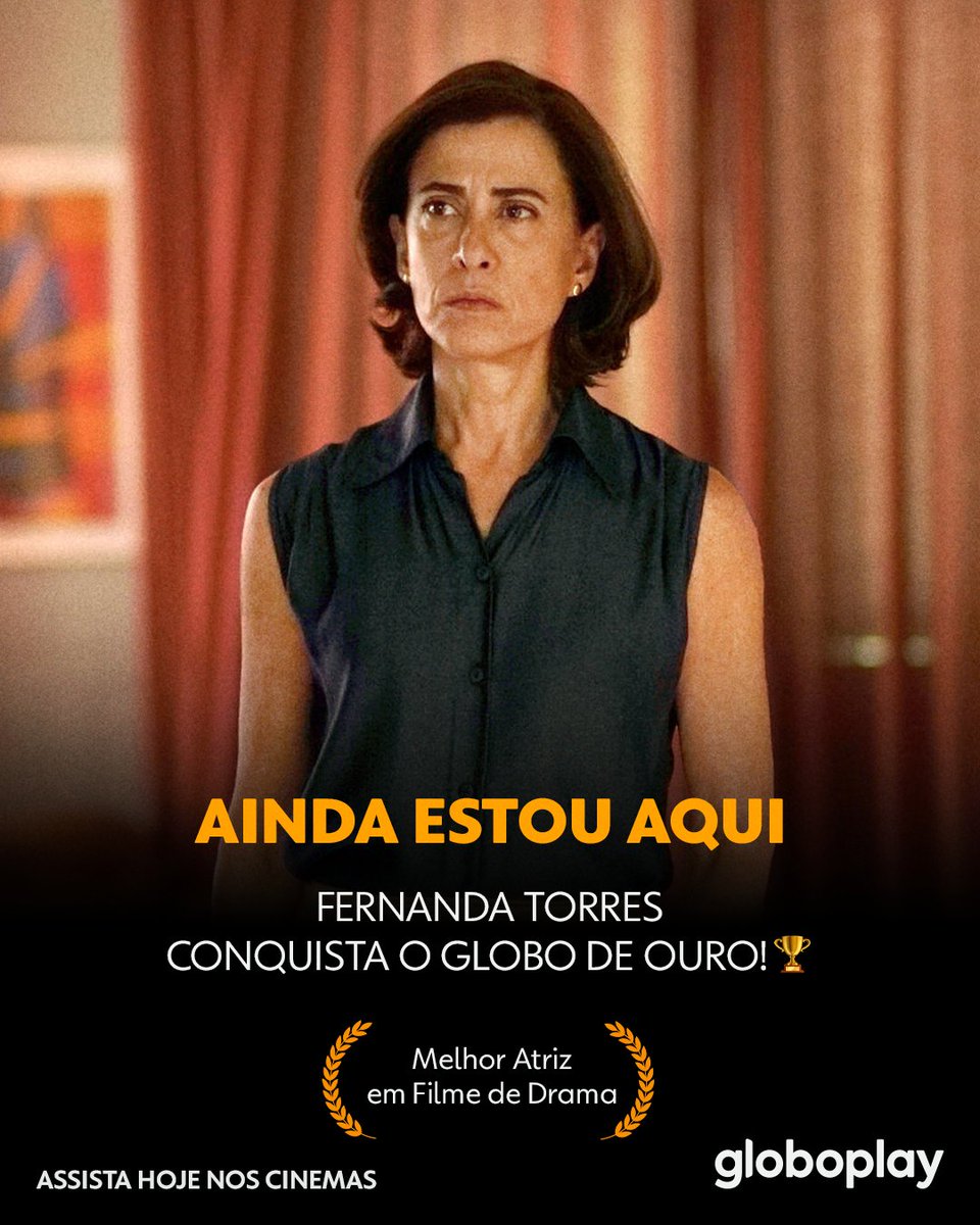 A vida realmente presta, Fernanda Torres! ❤ Com sua atuação icônica em #AindaEstouAqui, ela conquista o Globo de Ouro como Melhor Atriz em Filme de Drama. Que momento! 👏

Assista hoje nos cinemas! 🍿