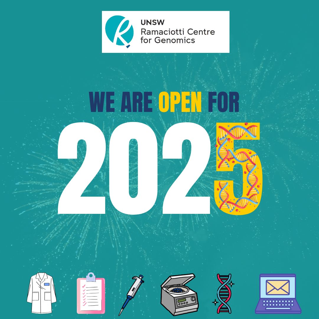 Happy New Year! We're officially up and running here at Ramaciotti for 2025. Our staff are back in the lab and enquiries are beginning to be addressed. We look forward to working with you on all the exciting projects to come this year. #genomics #ramaciotticentreforgenomics