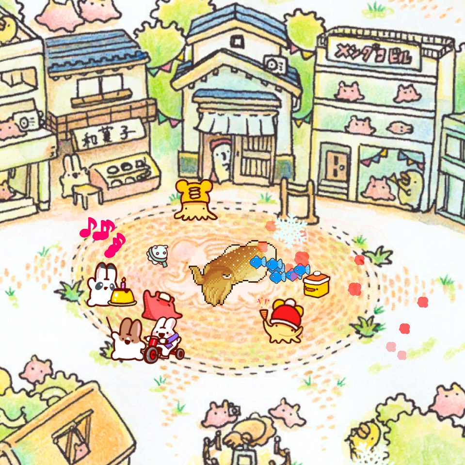 「みんなお仕事かなと思ったけど町に結構人いた#asahaTown 」|asahaのイラスト