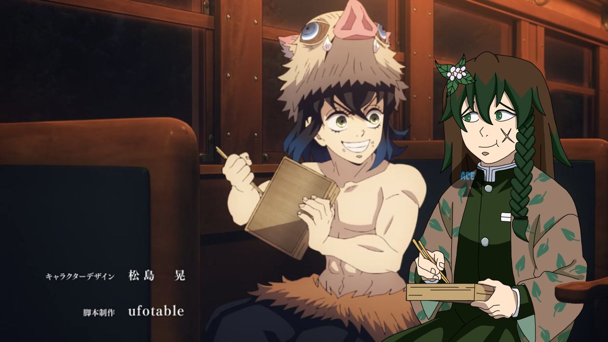 TheMoonsAceCard's tweet photo. Two best friends on a train, they might kiss (they will)
#kny #kimetsunoyaiba #demonslayer #inosuke #hashibira #inosukehashibira #hashibirainosuke #knyoc #kimetsunoyaibaoc #demonslayeroc #screenshotedit https://t.co/TVhXBqBuVL