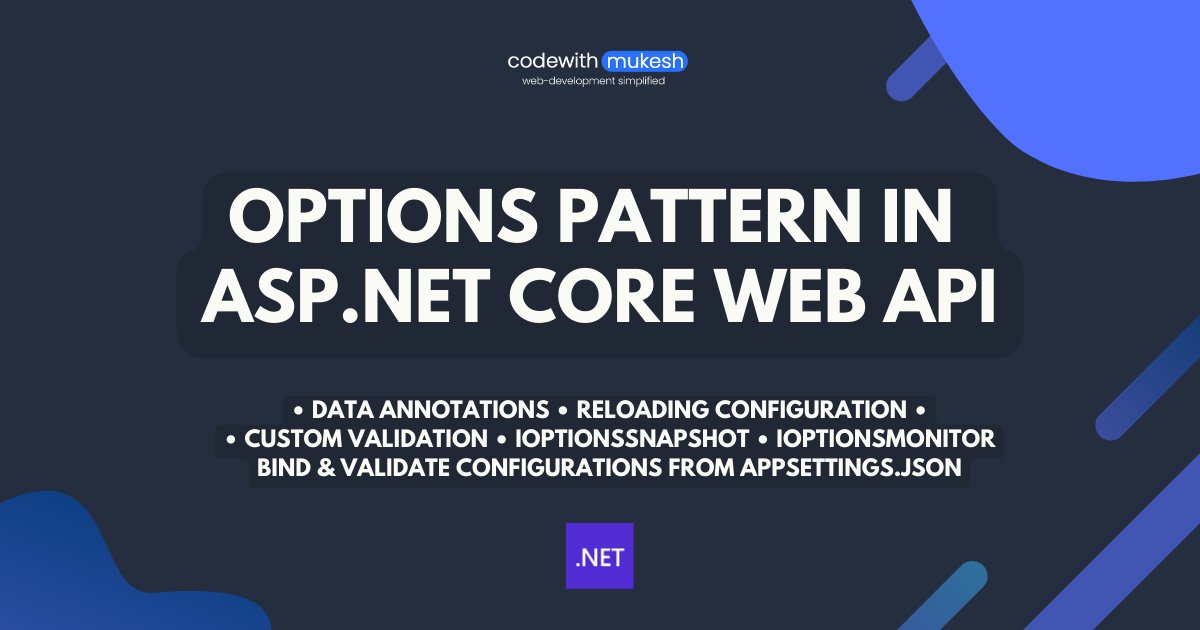 iammukeshm's tweet image. 🚀 Simplify Configuration Management in #aspnetcore!
Are you still relying on IConfiguration everywhere in your #aspnetcore app? 🛑 Stop scattering your config access!
Say hello to the Options Pattern – the elegant way to:
✅ Bind strongly-typed settings from appsettings.json…