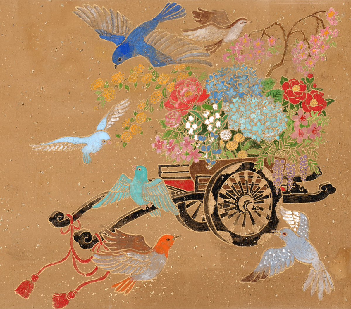 「花車」

日本三鳴鳥である、コマドリ、オオルリ、ウグイス🕊️✨

#日本画