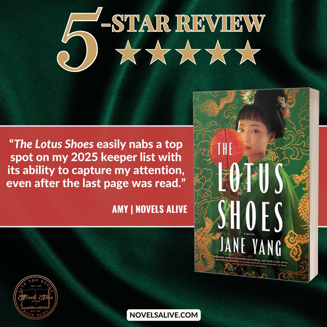 Novels Alive (@novelsalive) on Twitter photo 5-STAR REVIEWπππππ: THE LOTUS SHOES by Jane Yang <a href="/JaneYangWriting/">JaneYang ππ² π</a> <a href="/parkrowbooks/">Park Row Books</a> <a href="/HarperCollins/">HarperCollins</a>
πTHE LOTUS SHOES easily nabs a top spot on my 2025 keeper list with its ability to capture my attention, even after the last page was read. bit.ly/4fPPYeG #bookreview 5-STAR REVIEWπππππ: THE LOTUS SHOES by Jane Yang <a href="/JaneYangWriting/">JaneYang ππ² π</a> <a href="/parkrowbooks/">Park Row Books</a> <a href="/HarperCollins/">HarperCollins</a>
πTHE LOTUS SHOES easily nabs a top spot on my 2025 keeper list with its ability to capture my attention, even after the last page was read. bit.ly/4fPPYeG #bookreview