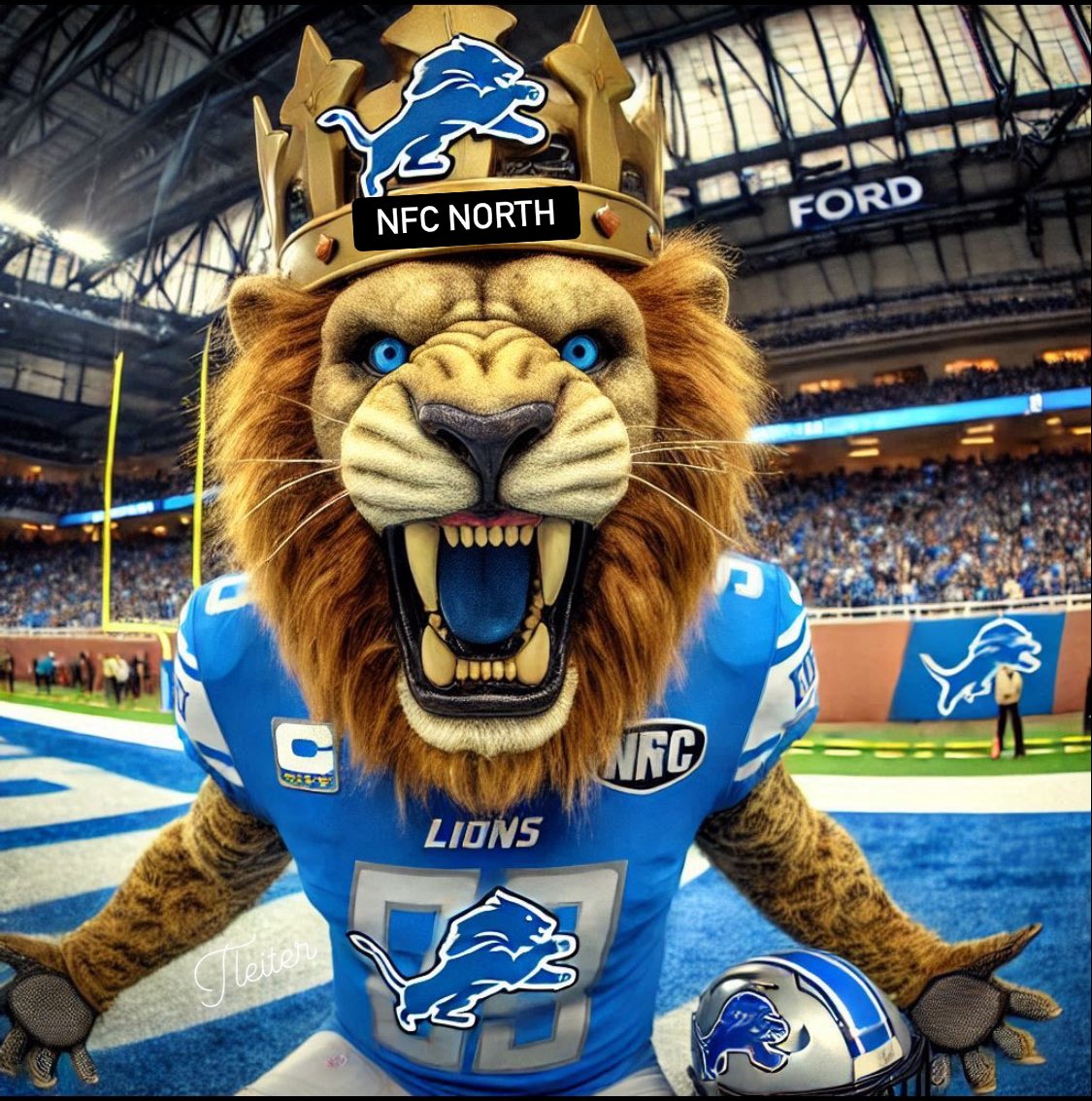 TiffanyLeiter's tweet photo. Epic Win!!!!! 
A Vikings implosion. 
Way to go @Lions !!!! 🏈🖤💙🩶 https://t.co/6vDRBoM4LU