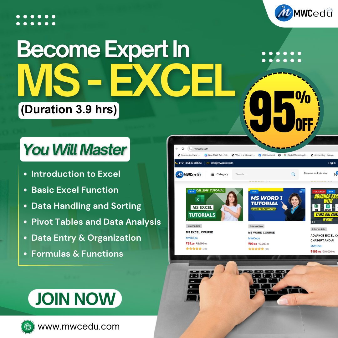 cedu_mw's tweet image. 🎉 Don’t miss out on the MS Excel deal of the year! 📊
Get 95% OFF and unlock powerful features for less! 🚀
Boost your productivity with the ultimate spreadsheet tool! 💻
📲Call for more information - 80543-85544
#Excel95Off #UpgradeYourSkills #ExcelPower #GetExcelNow #mwcedu