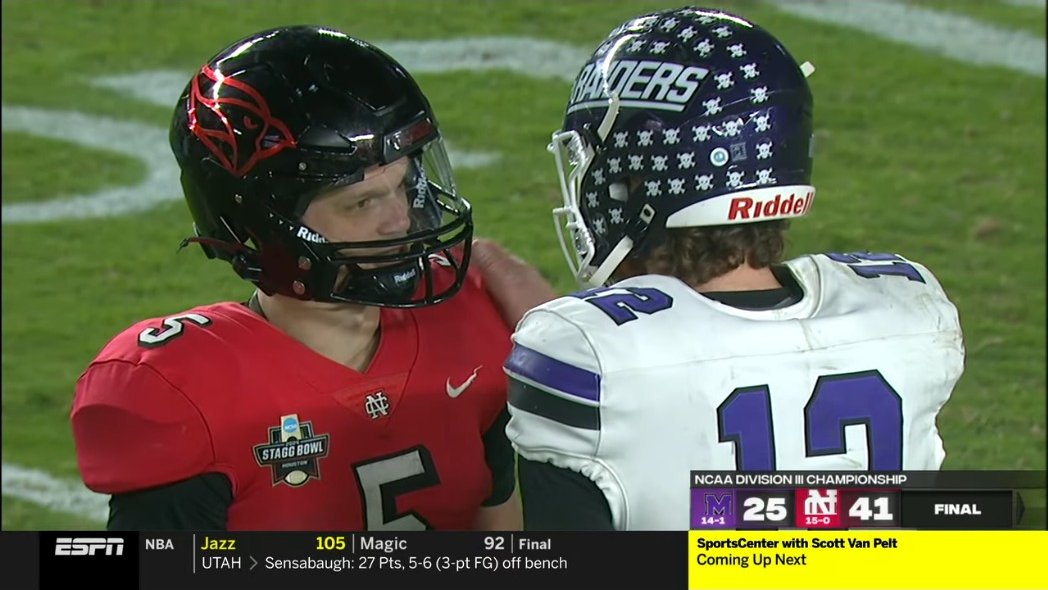 North Central QB Luke Lehnen closes his career with the most total TDs of any NCAA QB in college football history, starting for NCC since 2021, and leading the Cardinals to 4 consecutive D3 national title games, winning two — including tonight!