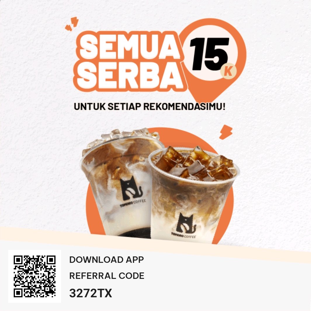 Nikmati segelas kelembutan TOMORO COFFEE. Daftar dan masukkan kode referral:3272TX h5-app.tomoro-coffee.id/tomoro/share-l…
