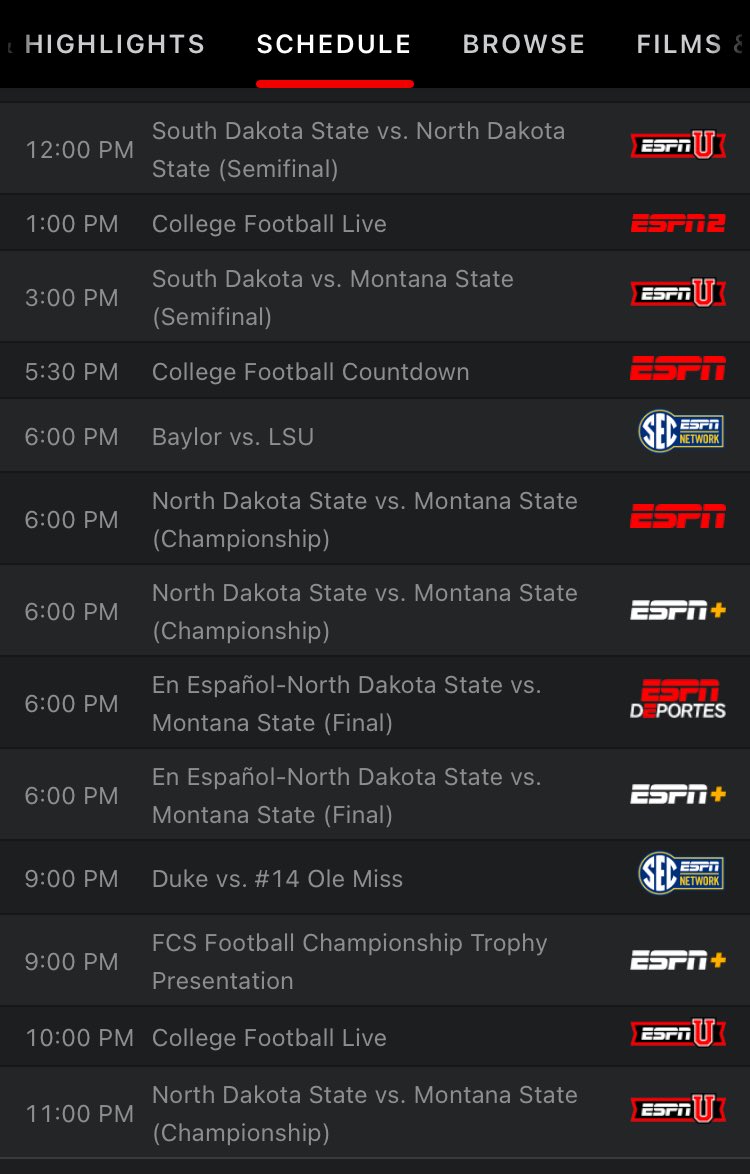 Ryan Perreault (@ndsuryan) on Twitter photo Big day of #FCS programming on the ESPN family of networks Monday for the #FCSChampionship, which includes pregame coverage on College Football Countdown. Big day of #FCS programming on the ESPN family of networks Monday for the #FCSChampionship, which includes pregame coverage on College Football Countdown.