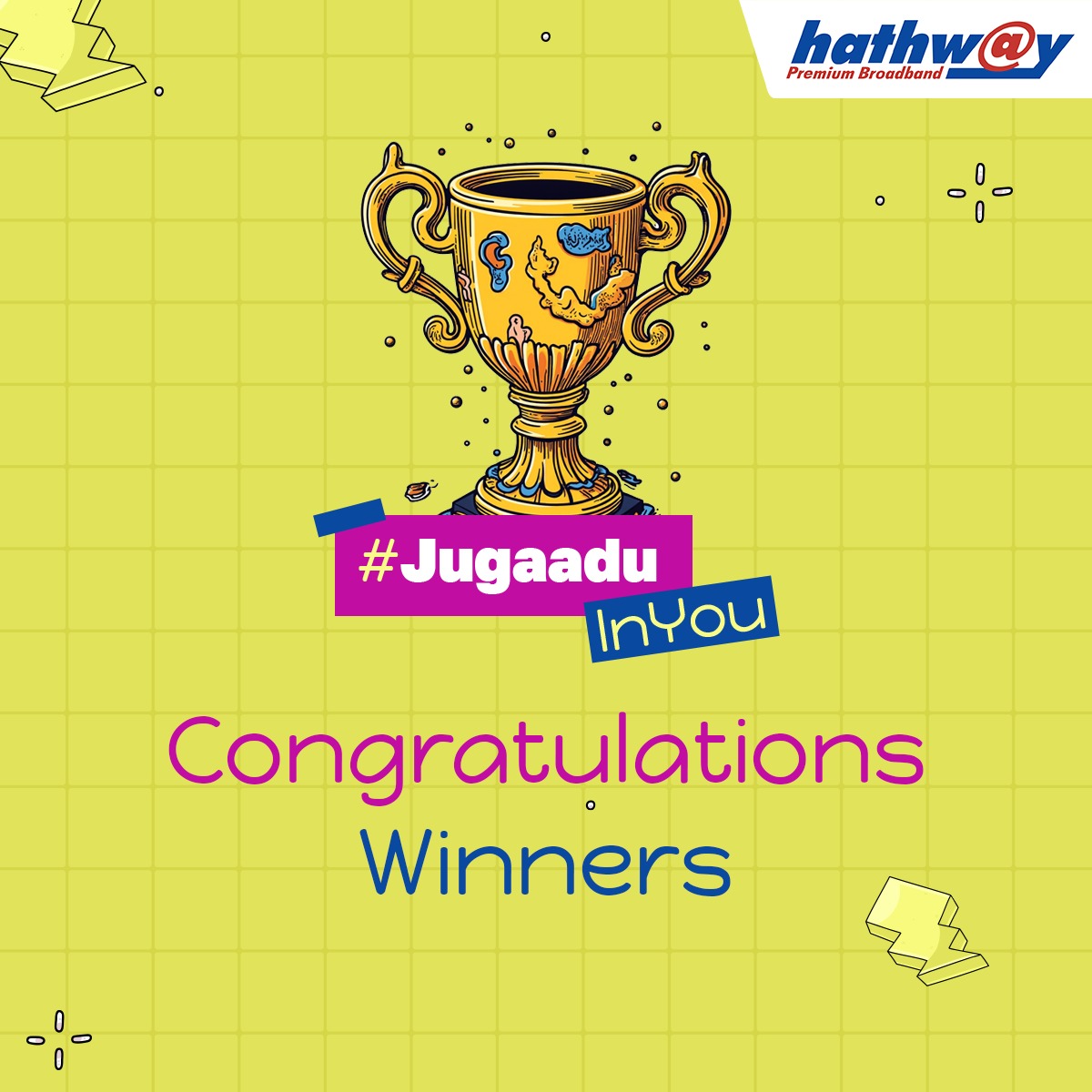 HathwayBrdband's tweet photo. The winners of the #JugaaduInYou contest are here. Congratulations to the winners who will be rewarded with amazing vouchers.
#HathwayBroadband #PremiumBroadband #Hathway #Contest #JugaaduInYou #Winner #Vouchers #Jugaad #Win #winnerpost #ContestWinner #Congratulations https://t.co/0NyL6izwJ9