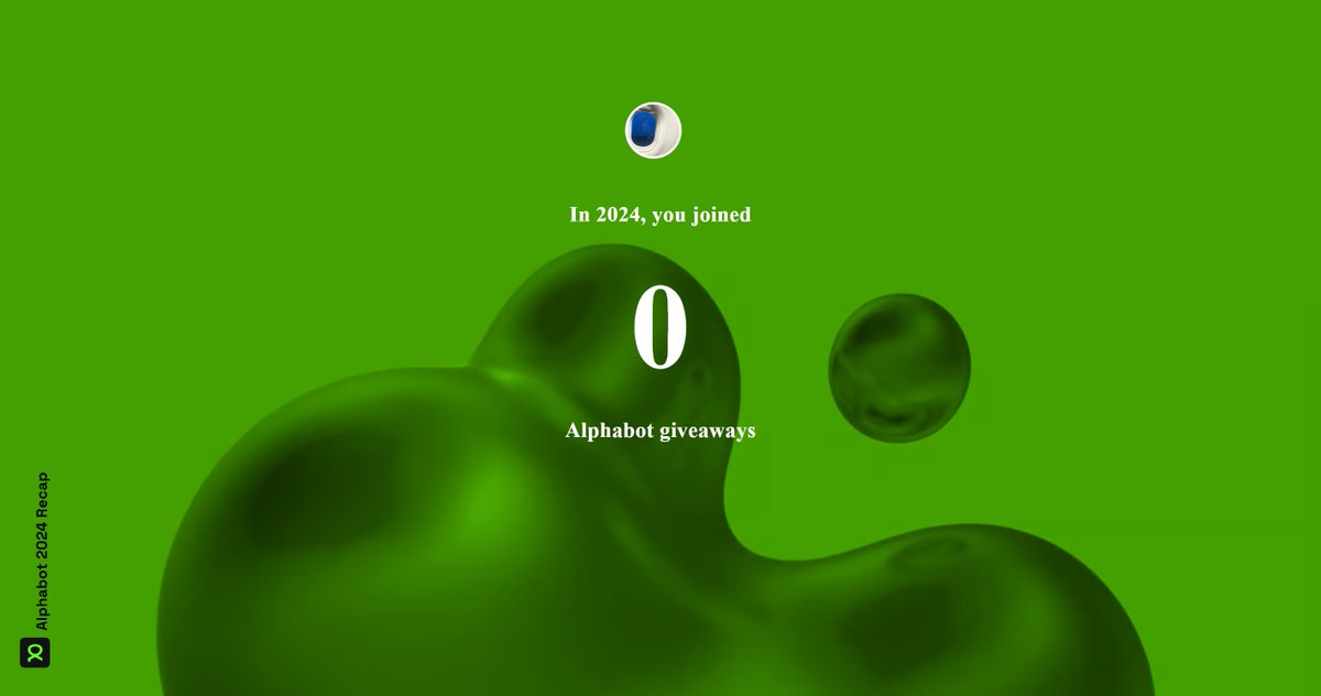Mungi122's tweet photo. Just checked my 2024 #Wrapped from @alphabot

I had 𝟬 #Alphabot entries in 2024

How did you do? ���� Click below to see!

#AlphabotRecap2024 $BOOST

https://t.co/ha4nhsRqAh https://t.co/miVP9UcVFh