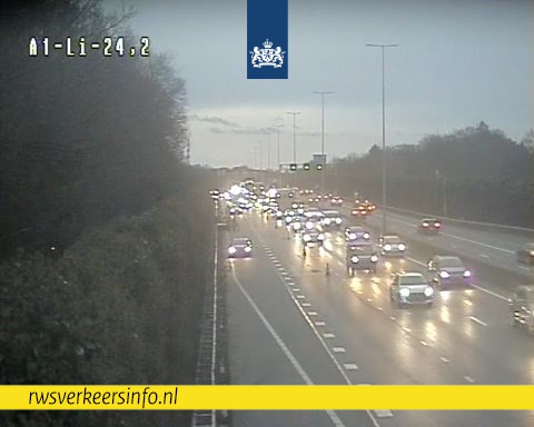 Rechterrijstrook dicht op A1 bij Blaricum na ongeval