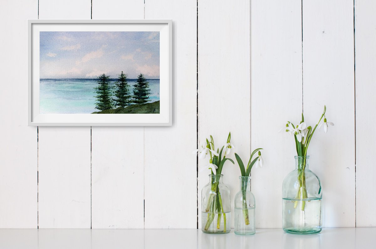 jacintaroseart's tweet photo. Tranquil Coastal Oasis is a captivating painting that transports the viewer to a serene landscape. Watercolours on Leyton's CP 300gsm 100% cotton paper. Size is 19.5x27cm. Ref: ELG21 
#Watercolours #landscapepainting #natureart #peacefulpainting https://t.co/7aXA0JgTpZ