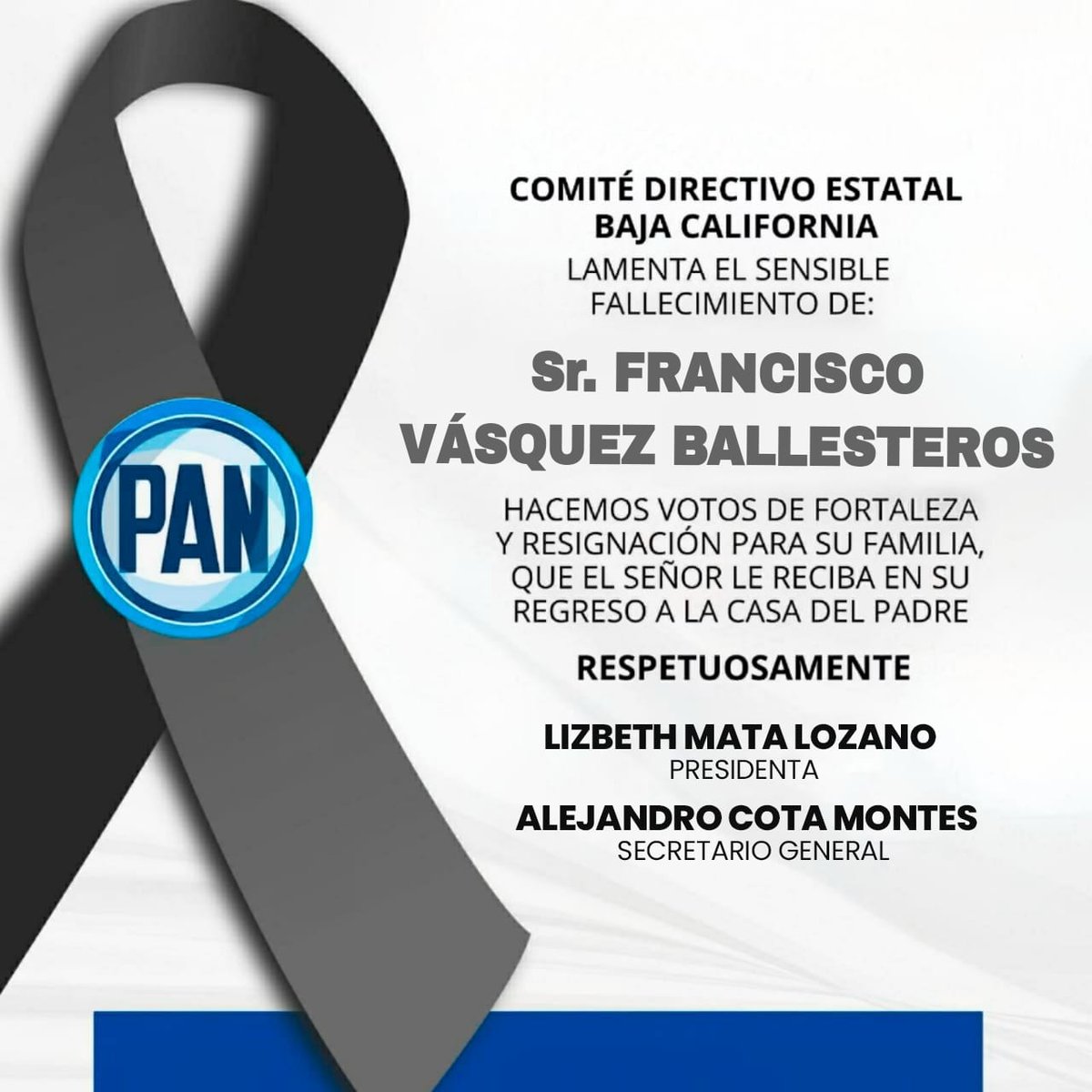 Con profundo respeto nos unimos al pesar de la Familia Vásquez Hernández por la partida de su padre Don Francisco Vásquez, padre de nuestra Diputada <a href="/evamariamxli/">Eva María Vásquez Hernández</a> y de la nuestras Cosejeras Estales Ada Luz y Eva Yael. Pedimos por su eterno descanso.