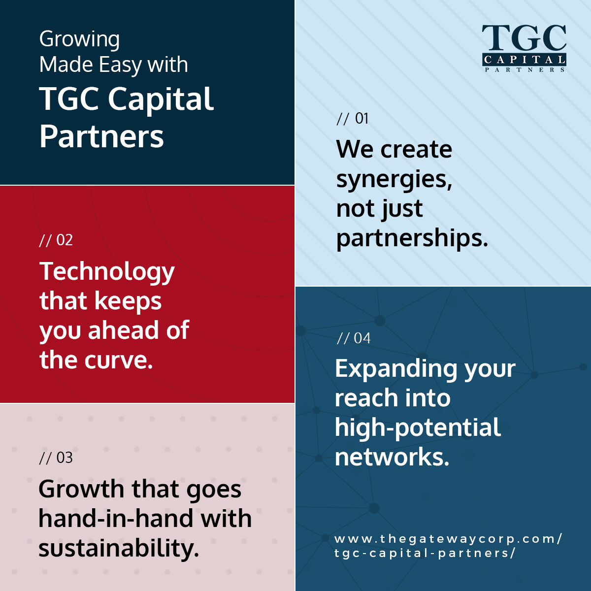 tgccapitalp's tweet image. Growth comes with its own challenges

But at TGC Capital Partners, we simplify the journey with hands-on strategies that are both efficient and effective.

Let’s connect!

thegatewaycorp.com/tgc-capital-pa…

#gatewaygroup #tgccapital #partners #growth #strategies #network #tech #innovation