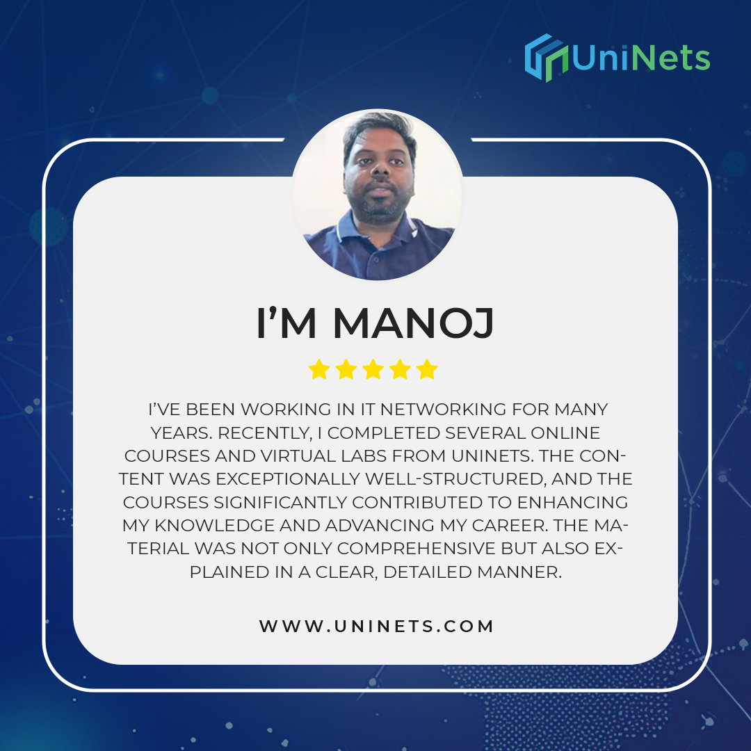 uninets53's tweet image. Customer Success Story: Mr. Manoj&apos;s Experience with #UniNets Virtual Labs. shorturl.at/tXnby
#VirtualLabs #NetworkingProfessionals #HandsOnLearning #CustomerReview #ITTraining