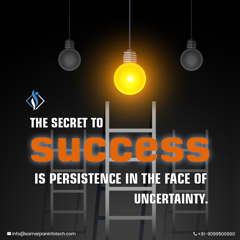 samarpaninfotec's tweet photo. "The secret to success is persistence in the face of uncertainty."
#mondaymotivation #work #motivationquotes #success #lifequote #samarpaninfotech https://t.co/FrVdAZ3IPN