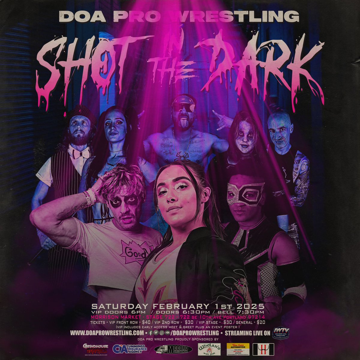 Thank you for another amazing weekend, Asylum!

Tickets for our next event go on sale Monday @ 10am! 

Featuring DANNY LIMELIGHT!

💘 Shot in the Dark
🗓️Saturday, February 1st
📍Morrison Market - Stage 722
📺Streaming on IWTV

🎟️doaprowrestling.com