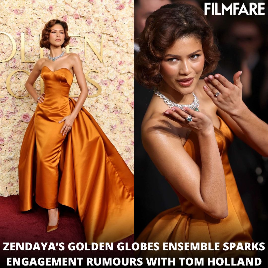 Zendaya recently walked the red carpet at the #GoldenGlobes in a custom  burnt-orange Louis Vuitton ball gown. However, during her photocall at the  red carpet, the #Dune star was clicked wearing a
