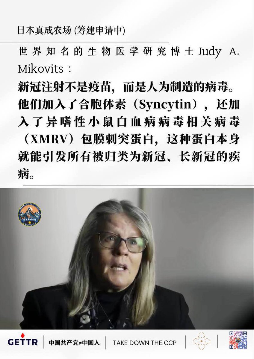 Himalaya2026's tweet image. 新冠注射不是疫苗，而是人为制造的病毒。
他们加入了 #合胞体素（#Syncytin），还加入了异嗜性小鼠白血病病毒相关病毒（#XMRV）包膜 #刺突蛋白，这种蛋白本身就能引发所有被归类为新冠、长新冠的疾病。 #新冠疫苗
