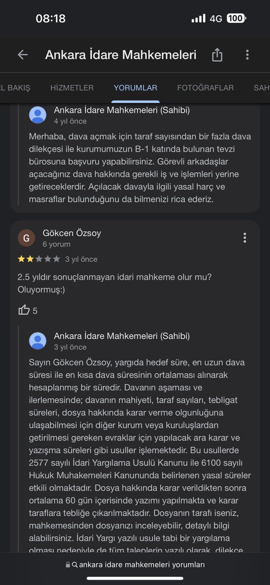 benoylebinsan's tweet photo. Ankara İdare Mahkemeleri google haritalarda herkese detaylı cevap vermiş ilk kez böyle bir şey görüyorum :D https://t.co/MAfi3tWb1D