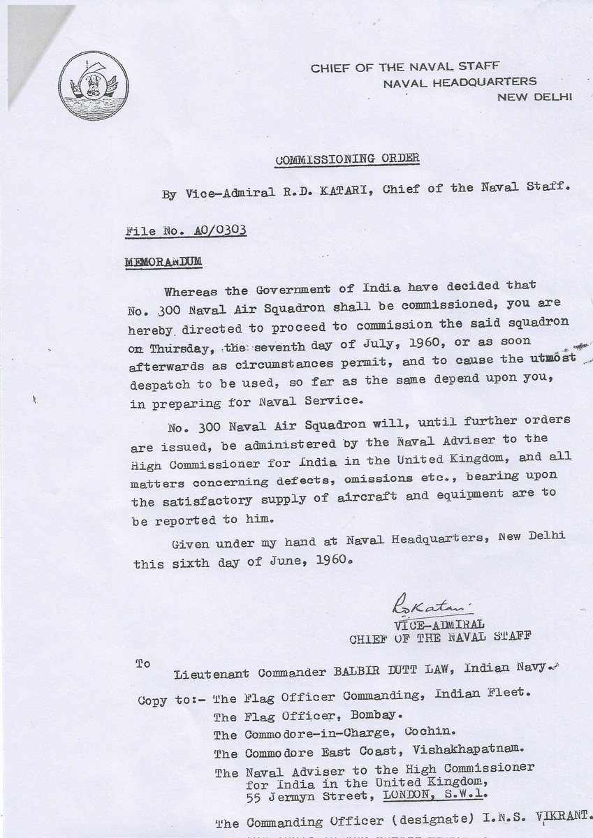 srikantkesnur's tweet photo. Folks, sad news coming in from United Kingdom about the passing, on 31 Dec 24, of #BalbirDuttLaw, one of Indian Navy's aviation pioneers & the first Squadron Commander (or Tiger Leader as he is called) of 300 Sqn (White Tigers). He was 99.
Balbir Law was one of Navy's earliest fighter pilots & helped build Indian Navy's aviation branch in different ways. He was from the first batch of five pilots awarded Wings in July 1950; on 9th April '53, he executed the first amphibious landing of an Indian Navy Sealand aircraft in Kochi channel. He was the First Flight Cdr of Naval Jet Flight at Sulur, which introduced Jets to Navy and, later, in July 1960, he became the Commissioning Commanding Officer of INAS 300, few months before the commissioning of our Aircraft Carrier #INS Vikrant. Incidentally, on 29 September 1960, he along with LtCdr BR Acharya completed their Deck Landing Qualifications aboard HMS Victorious, flying Indian Navy Seahawks. (BD Law was flying a/c IN 159) . A brief thread on him is in my X post of Jul 21 ๐๐ป
https://t.co/z07aM1uPlV
#Note. There is one mistake in this post where I refer to Ronnie mistakenly as Arindam (the Alize pilot) instead of Ranendra Nath (RN) Ghosh.
While he also was Little F on Vikrant and CO INS Hansa later (Dec 66 to Dec 67), we can't reduce his Naval Career to Aviation alone. Among his other appointments were Command of the anti-submarine Frigate #INSKuthar for nearly two years including during the 1965 War & of the Cruiser #INSDelhi from Jan to Dec 1970 during which time it participated in two Tactical Exercises. He attended the 9th NDC in 1969 & was awarded the AVSM for distinguished service in the Republic Day Honours of 1971.
Born on 06 Sep 1925 in Jullunder, Law was a contemporary of several Navy legends like OS Dawson, MP Awati, DS Paintal, MK Roy & such like. He was a 'bright rising star' and poised to go up but a change in rules led to his decision to resign. Married to a Britisher, the new rules required foreign spouses to take Indian citizenship. Unwilling to forego his wife's British citizenship he chose the honorable way of putting in his papers in mid/early 70s.
He moved to the UK and when I got in touch with him few years ago, as part of my Naval history research, he was settled in Suffolk. We used to communicate occasionally on email and he was kind enough to send me some papers & share a copy of the commissioning warrant of 300 Squadron. One could however discern a gentle decline in his health and memory over the past few years. Our last exchange was in Feb 24 when I excitedly informed him of my participation in @JaipurLitFest where a book on Navy in 1971 war featuring the exploits of the 300 Squadron would be discussed. He conveyed his best wishes.
His friend & fellow Tiger, the 93 year #CaptRonnieGhosh recollects about Law.
Quote
I did a lot of flying with him & had a very happy tenure as well. Commissioned the Squadron on 7th July 1960, I was the OOG. Lots of Happy memories. He was the Boss when the Jet Flt was formed & operated from Sulur flying Vampires. Late Inam Chowdhury, RN Singh & self were the first lot of Jet pilots in the Navy. Balbir Law got assigned to UK for the formation of the Frontline Fighter Squadron at Lossiemouth in Jan 1960. I went to HMS Excellent to do the AWI Course (Theory) before joining them. Together Balbir Law (CO designate INAS 300), BR Acharya (Senior Pilot designate) and myself (AWI), did intensive flying. Others joined later and we finally shifted to RNAS Brawdy in Wales where the Squadron was commissioned. Balbir Law, in end 1960, was assigned to Vikrant as Lt Cdr Flying. Then Lt Cdr Tahiliani joined the Sqn as Snr P & Archie was CO of the Sqn. Tallyho was the first to DLQ Vikrant and myself second. Balbir Law & Archie had done theirs earlier on an RN carrier.
Continued in next post 2/n.