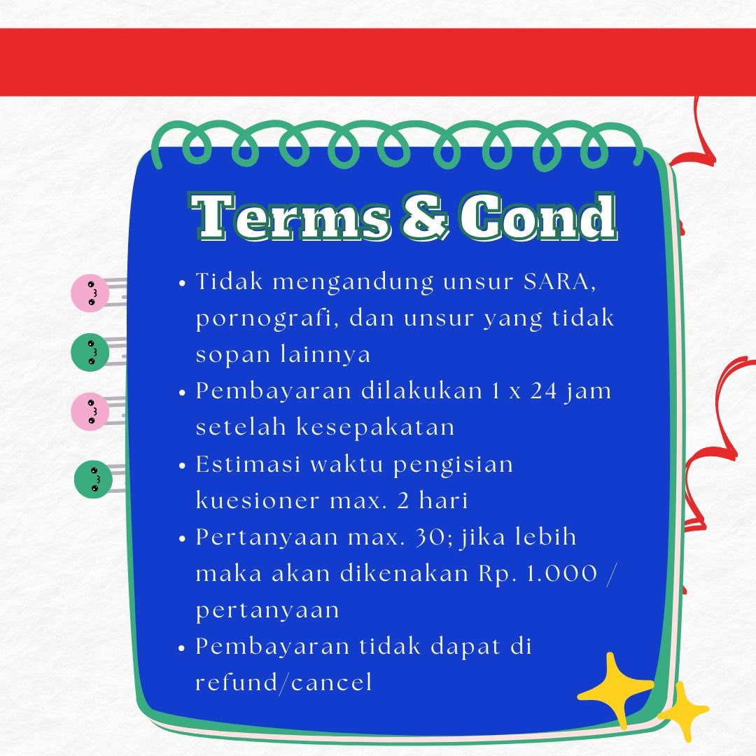 jimanuelk's tweet photo. Sobat Muda butuh bantuan isi kuesioner? Gak perlu ribet! kita siap bantu dengan cara manual, no bot. Setiap email berbeda, jadi privasi terjaga! langsung aja chat kita 🥰 https://t.co/jKQs5cRIsG 

#jasaisikuesioner #carirespondentugas #jasaisikuesionerskripsi #zonauang️ https://t.co/943vTTMYZv