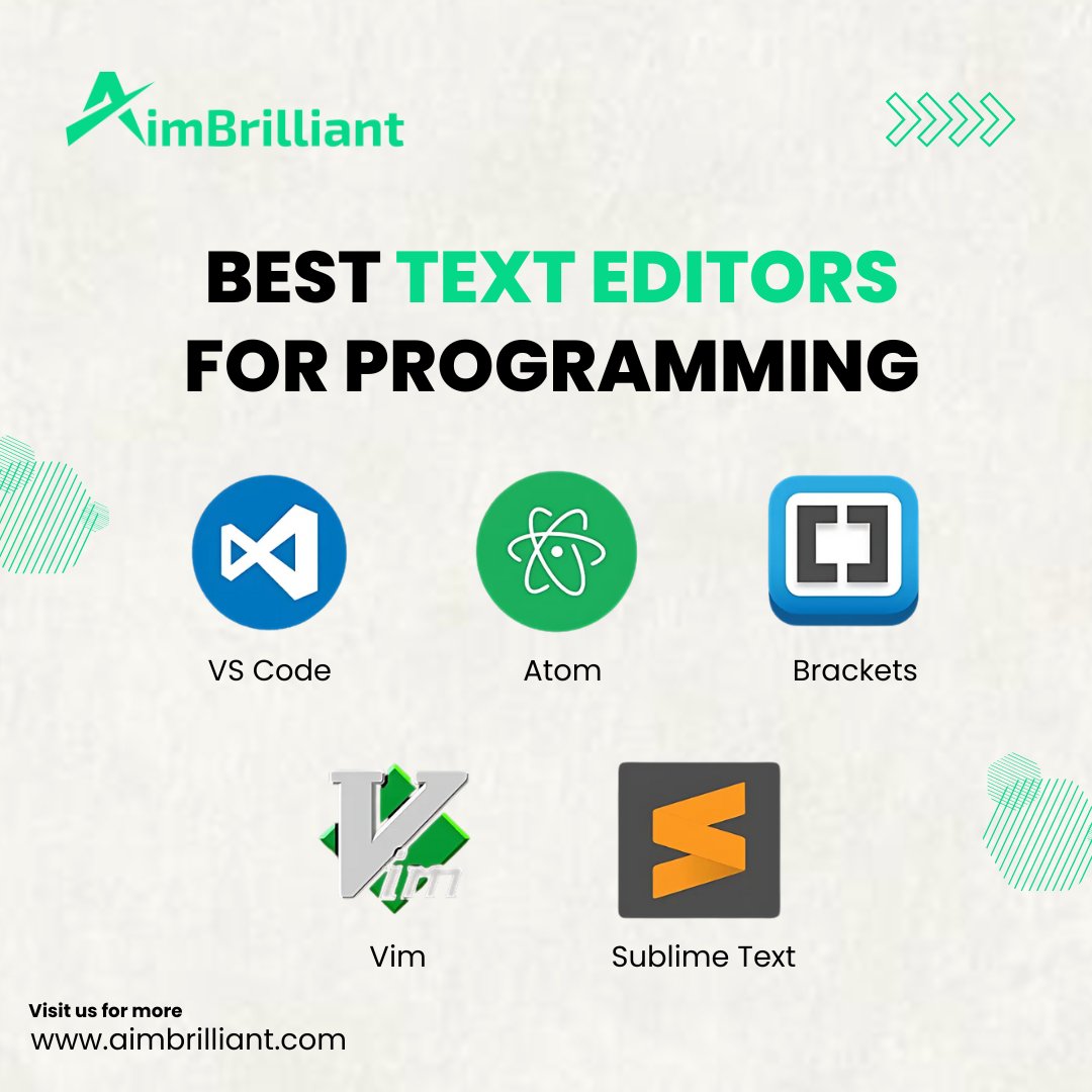 DevZaheet12003's tweet image. Level up your coding game with the best text editors! 💻✨ From beginners to pros, these tools have you covered. Which one’s your favorite? 🤔👇

#ProgrammingTools #CodeEditors #VSCode #Atom #Brackets #Vim #SublimeText #CodingLife #DevelopersChoice #TechTips #AimBrilliant