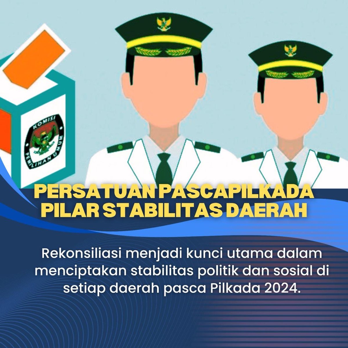 monicaeducalan's tweet photo. Mari kita jadikan pascapilkada 2024 sebagai momentum untuk memperkokoh semangat kebangsaan dan kebersamaan
#Pilkada2024
#DamaiPascaPilkada
#HarmoniPascaPilkada
#PilkadaDamai
#BedaPilihanTetapBersaudara https://t.co/dEkx78TFyn