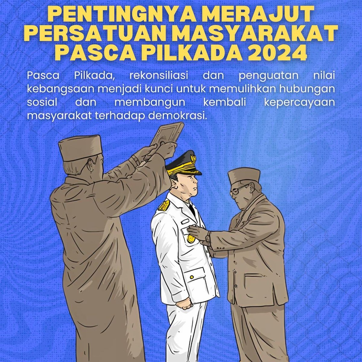 monicaeducalan's tweet photo. Mari kita jadikan pascapilkada 2024 sebagai momentum untuk memperkokoh semangat kebangsaan dan kebersamaan
#Pilkada2024
#DamaiPascaPilkada
#HarmoniPascaPilkada
#PilkadaDamai
#BedaPilihanTetapBersaudara https://t.co/CsyLmUV6Oa