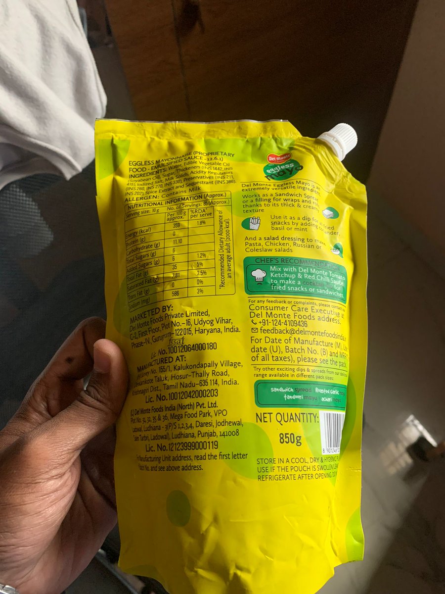 Ananthalee's tweet photo. @amazonIN  @DelMonte_In 
I purchased Mayo from Amazon and received without expiry date in the product. Unbelivable with this sort of delivery. Delivering a product without expiry date

#ExpiredProduct #foodsafety https://t.co/PK8Gq9yV3A