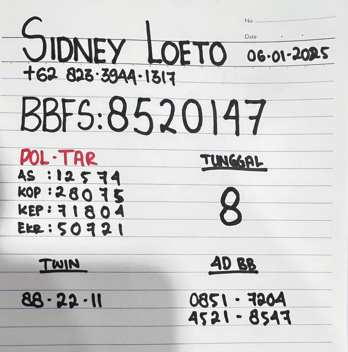 angkabolang's tweet photo. LANJUT KE SIDNEY BOSKU
Semoga di joskan selalu bosku🔥🔥

Angka 2d sniper ambil di wa bos
Wa bolang : 0823-3944-1317 https://t.co/mdJrlJdH6l