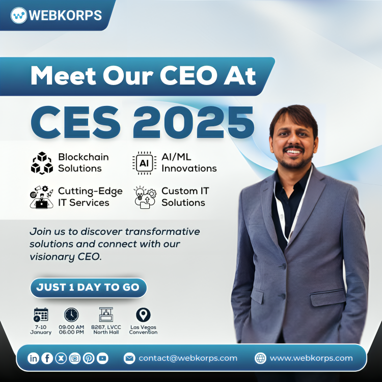 webkorpsllc's tweet photo. ๐จJust 1 Day to Go - #CES2025 is Here!๐
#WebKorps is ready to showcase innovations in Blockchain, AI/ML, and IT Services.
Donโt miss the chance to connect with our visionary #CEO & explore how innovation can drive your #business forward.
๐Schedule now: https://t.co/obaaZ2c6qI https://t.co/ZcsT9PBpSO