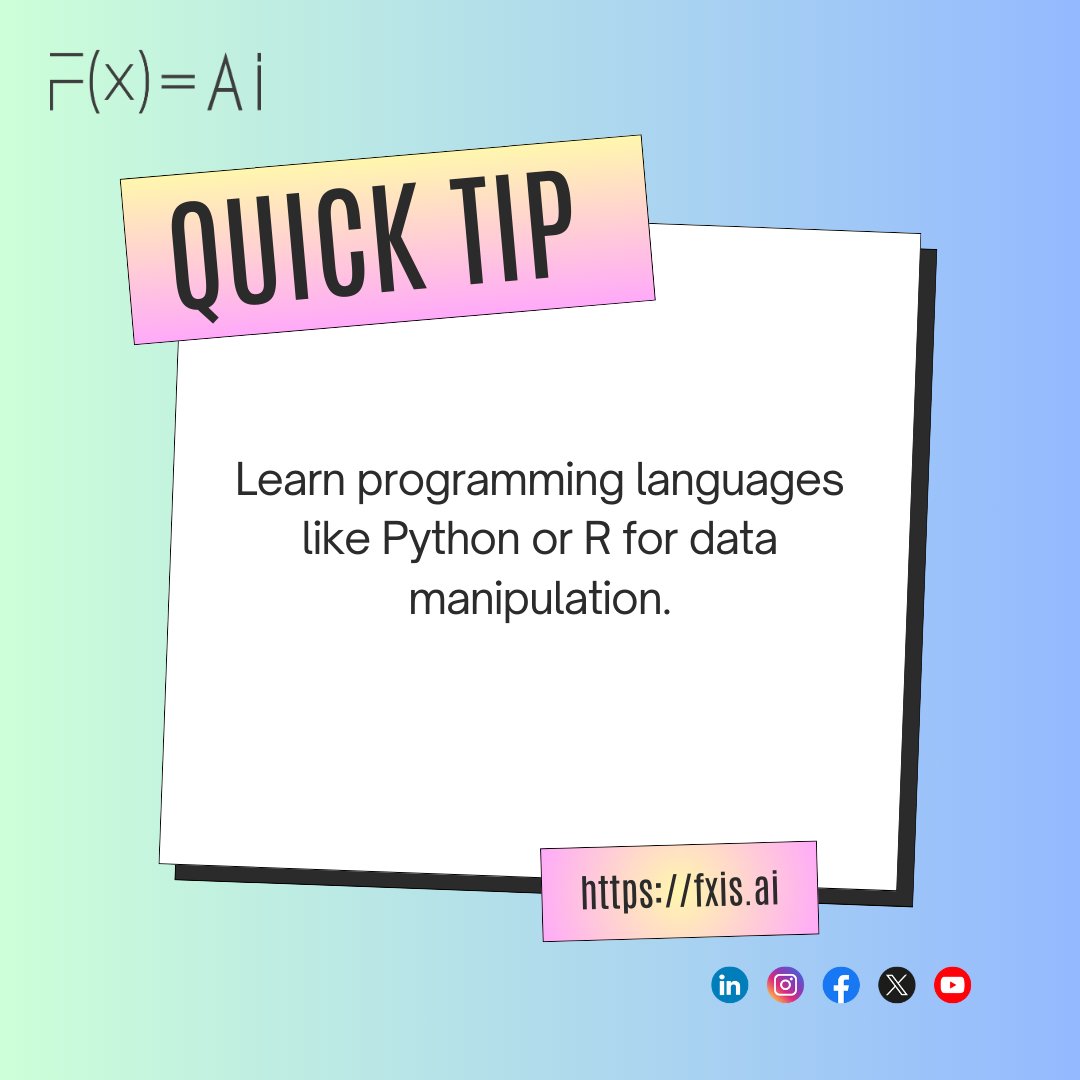 fxis_ai's tweet image. Quick AI & ML Tips!
Empowering you with bite-sized insights into the world of Artificial Intelligence and Machine Learning. Perfect for beginners and enthusiasts alike! 🌐
#AITips #MachineLearningBasics #AIForBeginners #TechInsights #LearnAI