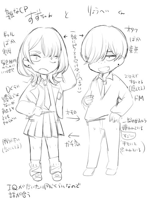 これ没にしたんですけど、私にしては珍しいギャルと生意気陰キャのCPです。
口と性格が悪いです。 