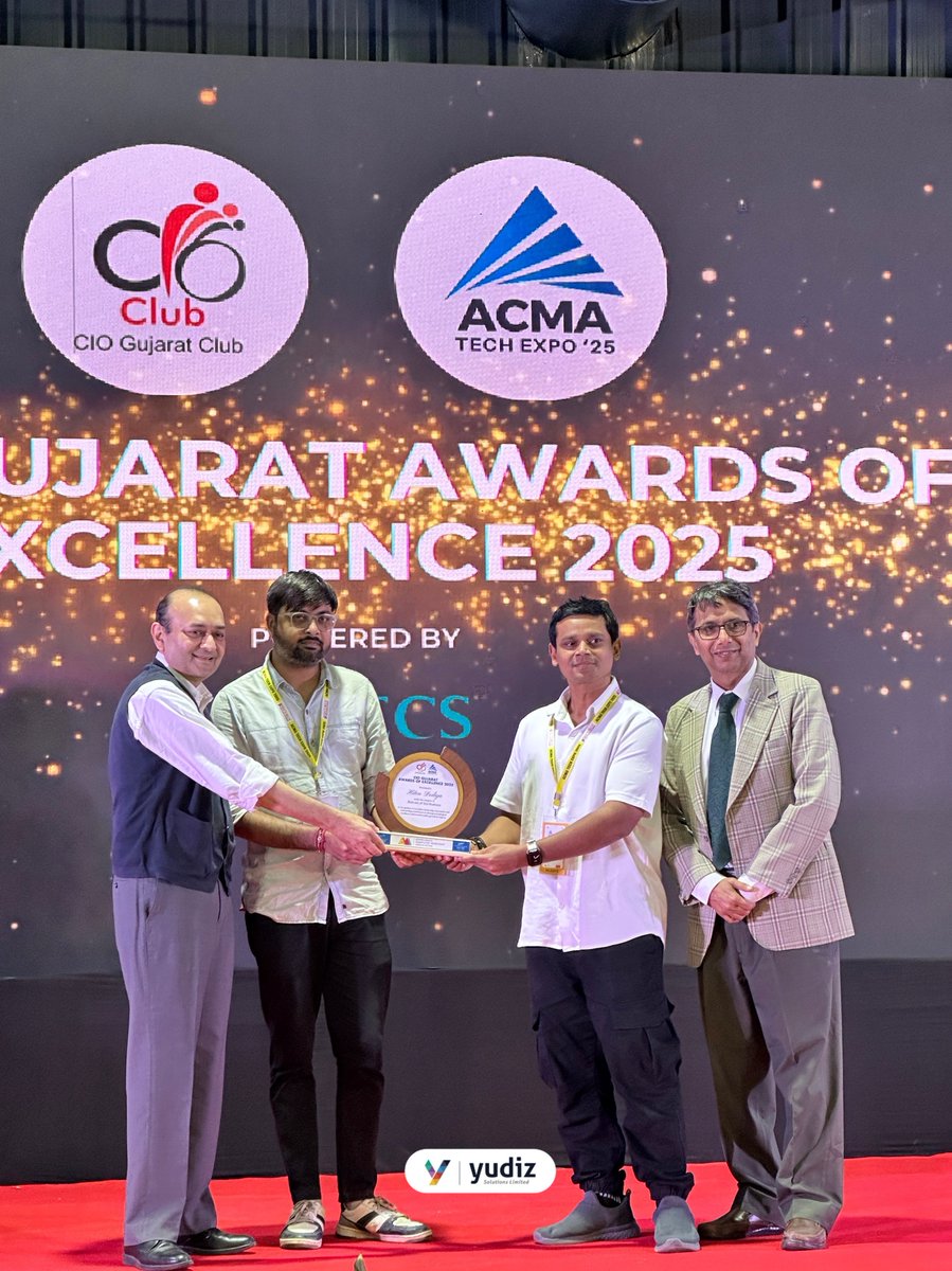 yudizsolutions's tweet image. Yudiz Wins Big! 

We’re ecstatic to receive the Excellence Award at the ACMA Tech Expo, powered by the CIO Group! This achievement adds another shining feather to Yudiz’s cap, fueling our passion for redefining gaming experiences. 
.
.
#InnovationAhead #gaming #LifeatYudiz