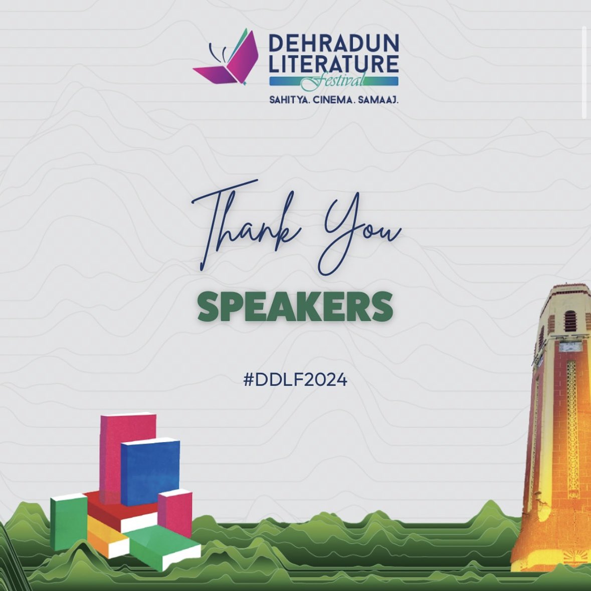 A month after the 6th Dehradun Literature Festival, our hearts swell with gratitude. Thank you to our speakers, who brought expertise, enthusiasm, and connection, making the DDLF stage a celebration of #SahityaCinemaSamaaj.
Always hopeful for your return!