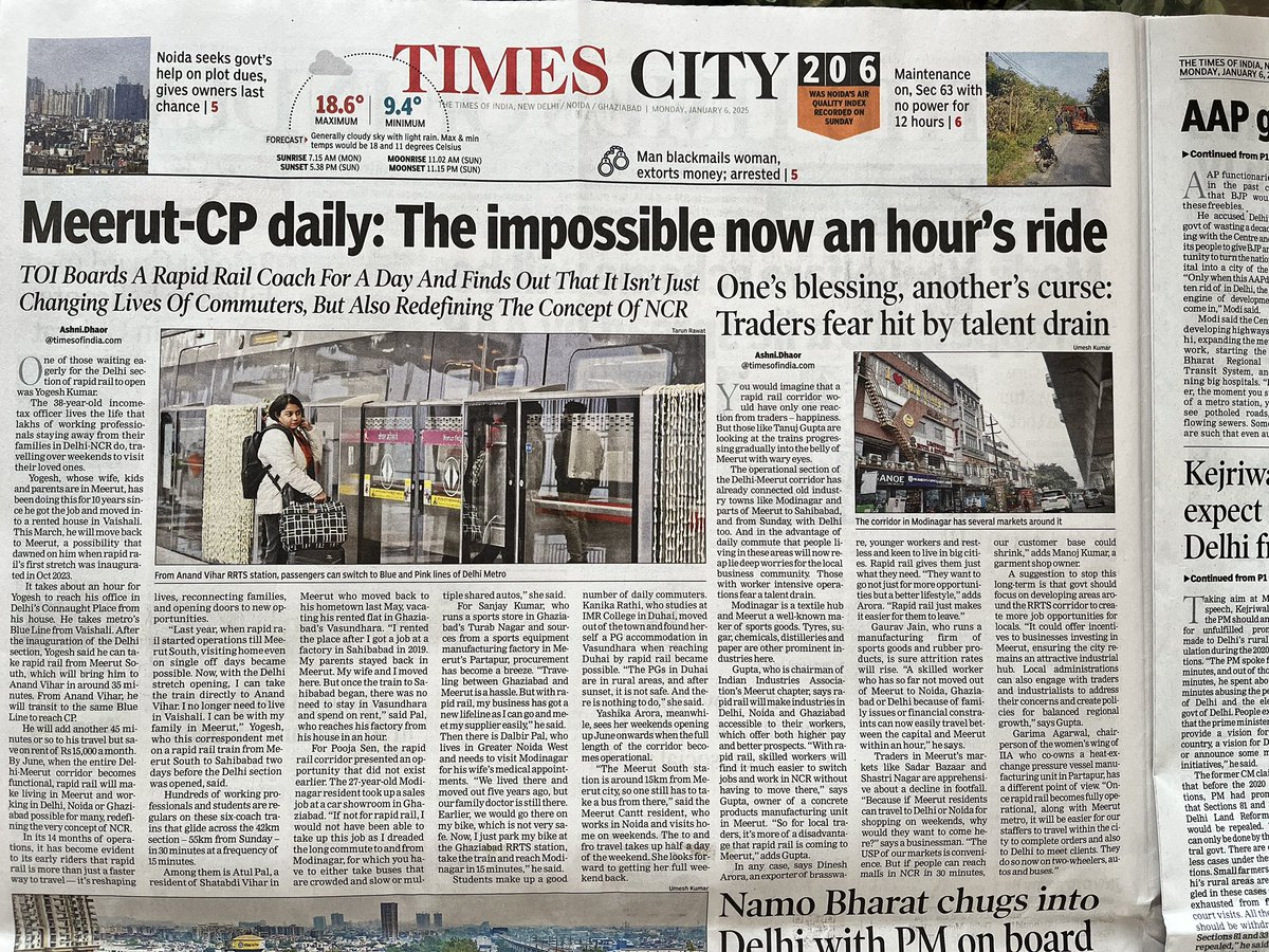 In its 14 months of operations, it has become evident to its early riders that RRTS rapid rail is more than just a faster way to travel — it’s reshaping lives, reconnecting families, and opening doors to new opportunities.

timesofindia.indiatimes.com/city/noida/fro…