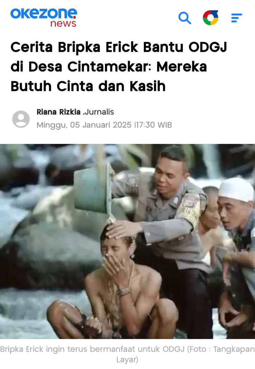 salut dengan apa yang dilakukan polri, mereka #BerbaktiPenuhDedikasi tidak cuma menjaga kamtibmas tp juga  Mengabdi Peduli Kemanusiaan seperti  cerita bripka erick yang membantu odgj ini guys 😍 
news.detik.com/berita/d-77183…