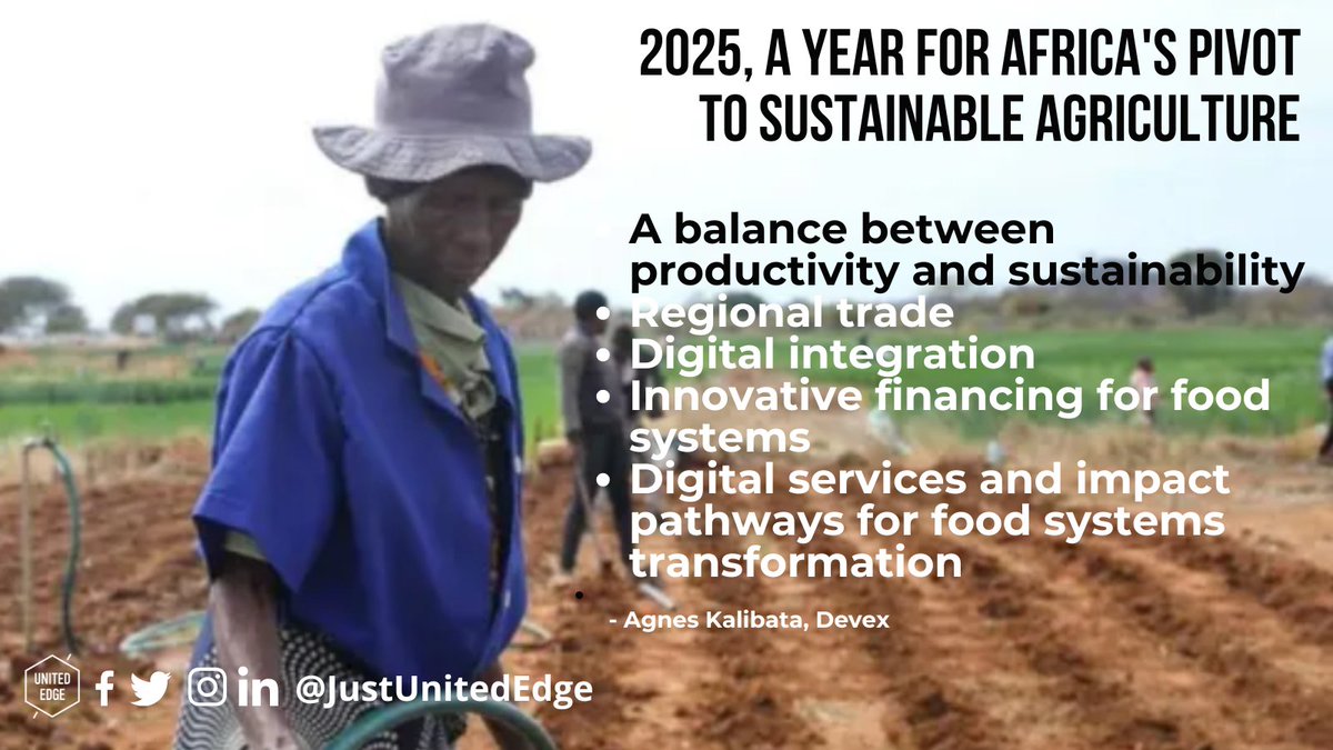 Read this hopeful article by Agnes Kalibata who sees Africa standing at a pivotal moment in 2025 to embrace sustainable agriculture and secure its food systems. bit.ly/3WaPXLp

#SustainableAgriculture #Africa2025 #ClimateResilience #FoodSecurity #FutureOfFarming