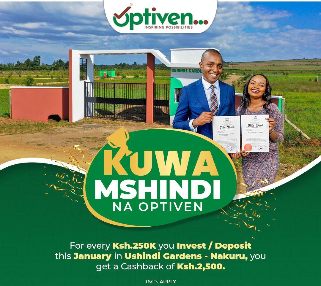 CShiakwira45297's tweet photo. #KuwaMshindiNaOptiven 
Invest in your future and your child's education! Pay just 250k on any Optiven project, including the scenic Great Oasis in Nanyuki at only 399k, and get 2.5k back to top up your kids' school fees. Call Carringtone today at 0724 238 814 to secure your plot! https://t.co/oNprxlniaz