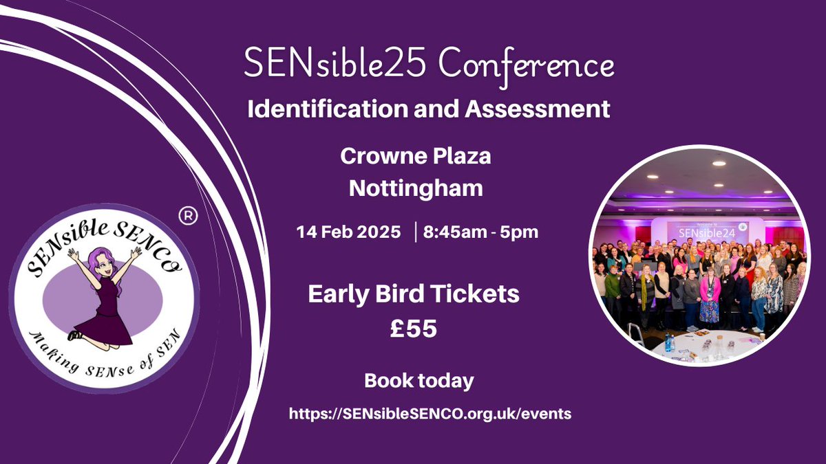 Our SENsible25 Conference is next month, don't miss out and get your Early Bird Tickets by 15 Jan 2025
 
SENsible25 Conference  £55 per delegate  
14th Feb 2025 9 - 5pm

Quiz night £35 per delegate 
13th Feb 2025 at 5pm

🎟️ Book tickets today: zurl.co/XX34N