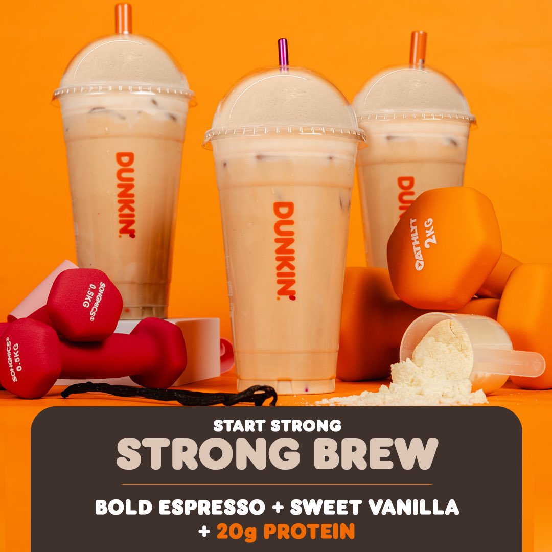 start strong this January with StrongBrew 💪

our new protein packed coffee is here! with 20g of protein, a shot of espresso, sugar free vanilla, and skimmed milk, it’s available in both hot and iced options.

who’s ready to fuel up?